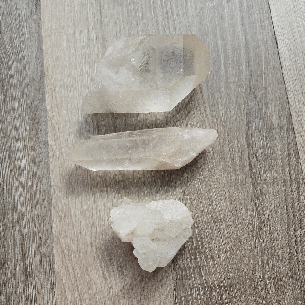 Crystal Lot Selenite Crystal Points (3) Raw Satin Spar Gypsum 15.13 oz / .95lb